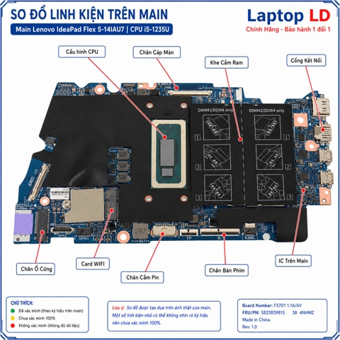 Tổng thể mainboard Dell Inspiron 16 7620 2 trong 1 mã 213099-1