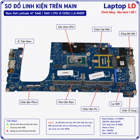 Tổng thể mainboard Dell Latitude 14 5440 5441 mã LA-M401P