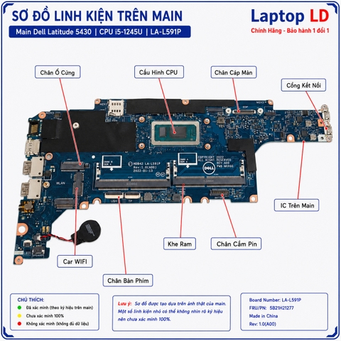 Tổng thể mainboard Dell Latitude 5430 mã LA-L591P