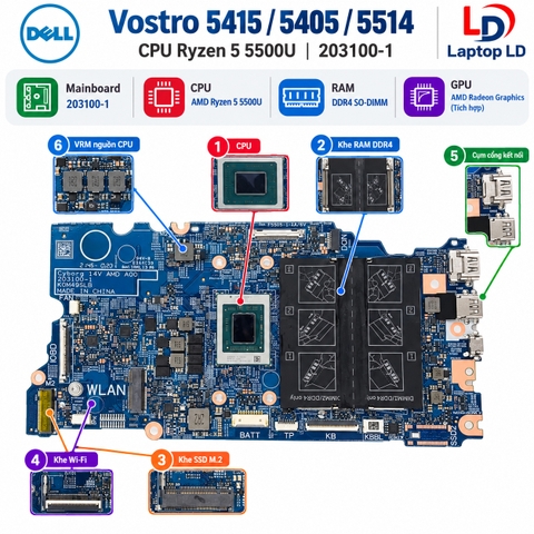 Tổng thể mainboard Dell Vostro 5415 5405 5514 mã 203100-1