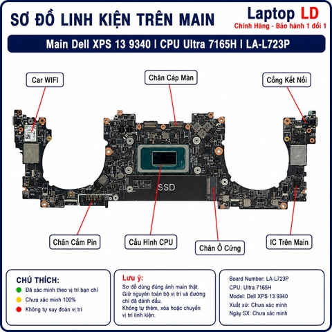 Tổng thể mainboard Dell XPS 13 9340 mã LA-L723P