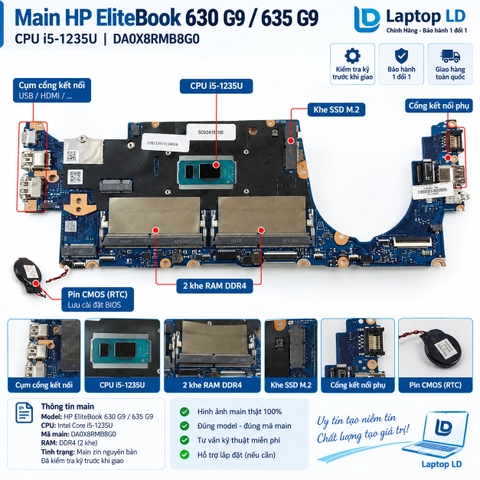 Tổng thể mainboard HP EliteBook 630 G9 635 G9 mã DA0X8RMB8G0