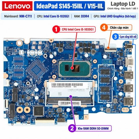 Tổng thể mainboard Lenovo IdeaPad S145-15IIL V15-IIL mã NM-C711