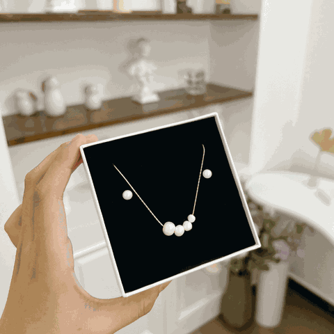 Bộ trang sức Thép Titan phối ngọc trai nhân tạo khuyên nụ SET37