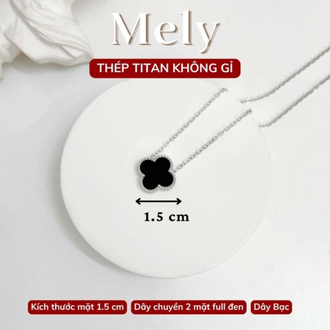 Dây chuyền Thép Titan hai mặt cỏ bốn lá TT114