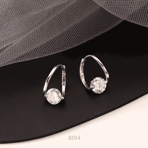 Bông tai nữ đính đá phụ kiện trang sức đơn giản B104