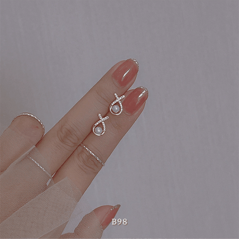 Bông tai nữ hạt ngọc trai nhân tạo phụ kiện trang sức basic đơn giãn B98
