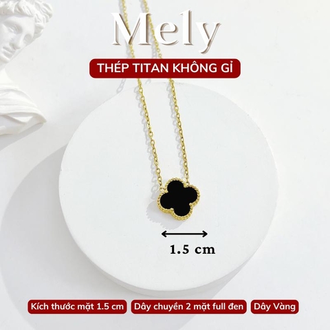 Dây chuyền Thép Titan hai mặt cỏ bốn lá TT114