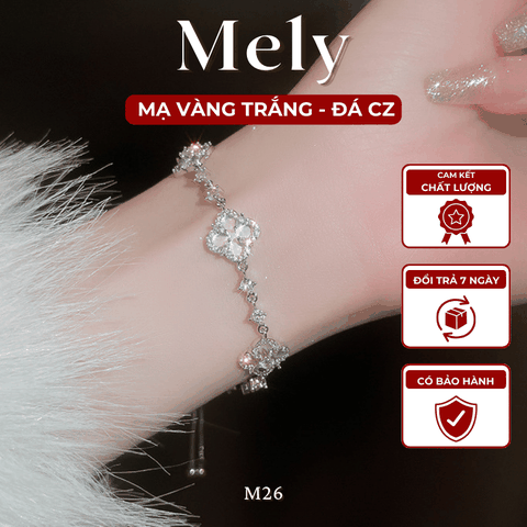 Vòng tay cỏ 4 lá đính đá M26