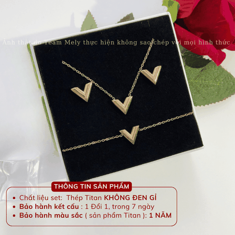 Bộ trang sức Thép Titan không gỉ hình V SET40