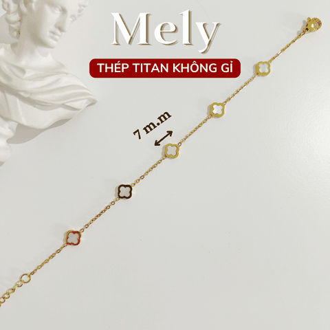 Vòng tay Thép Titan không gỉ cỏ bốn lá mini TT117 Loại 7mm