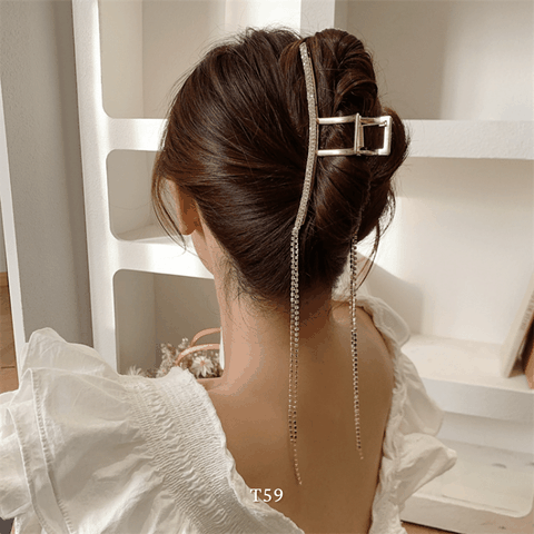 Kẹp tóc kim loại đính đá dạng thả phụ kiện tóc thời trang  T59