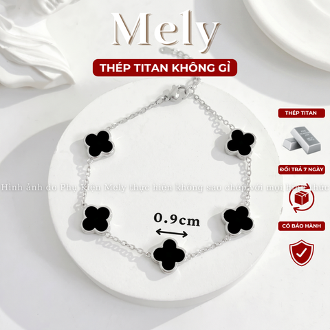Vòng tay Thép Titan không gỉ cỏ bốn lá loại 1.3cm TT116