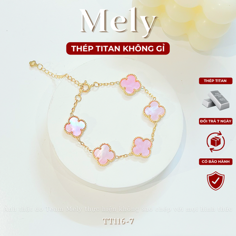 Dây chuyền Thép Titan hai mặt cỏ bốn lá TT114