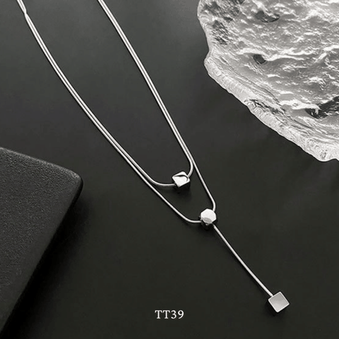 Dây chuyền nữ sợi đôi titan không đen gỉ phụ kiện trang sức unisex TT39