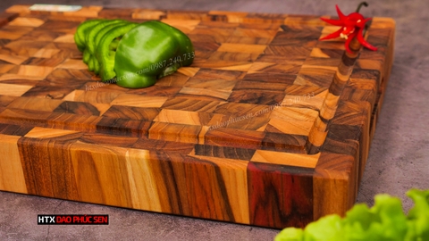 Thớt Gỗ Teak Cao Cấp - Chặt thái, Trang Trí - 35x25x3,8cm - DC04