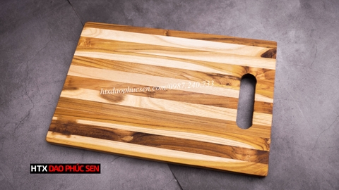 Thớt Gỗ Teak Cao Cấp - Cắt thái, Trang Trí - 35x25x1,4cm - CNTN02 | HTX DAO PHÚC SEN