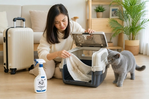 Lồng vận chuyển chó mèo bị hôi: Làm sao khử mùi đúng cách?
