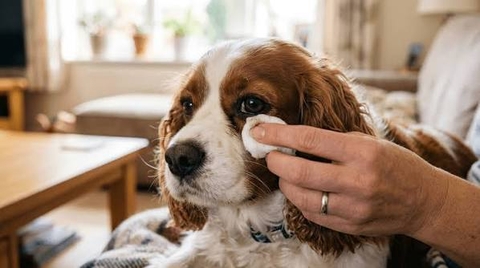 Cách vệ sinh mắt cho chó tại nhà: Lau ghèn nhẹ đúng cách