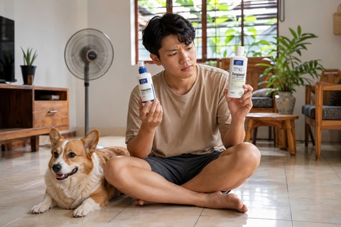 Fungikur và Fungamyl khác nhau thế nào? Khi nào dùng xịt, khi nào dùng dầu tắm?