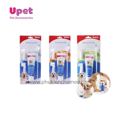 Bộ Kem đánh răng + Bàn chải cho chó Bioline 100g