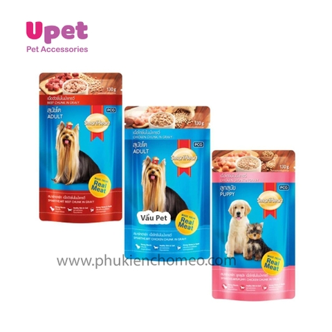 Pate cho chó trưởng thành Smartheart, thức ăn ướt dành cho chó gói 130gr