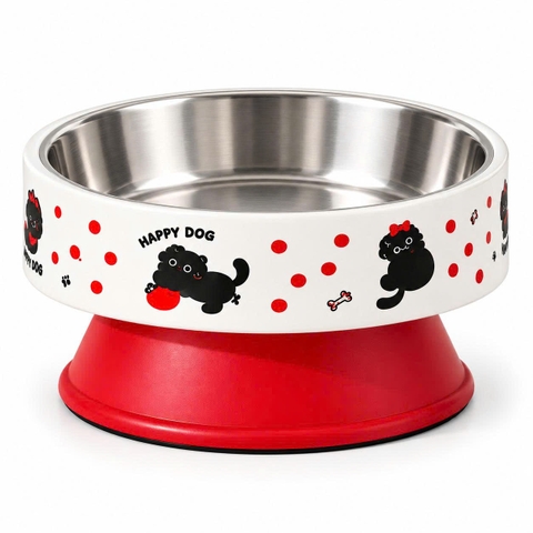 Bát  nhựa  cao + inox (HỘP) CW 396-S kitty puppy 14*10.5cm 8936204292632