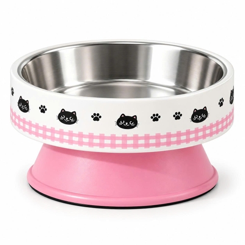 Bát  nhựa  cao + inox (HỘP) CW 396-S kitty puppy 14*10.5cm 8936204292632