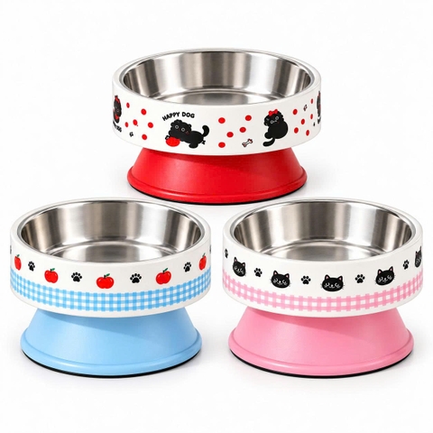 Bát  nhựa  cao + inox (HỘP) CW 396-S kitty puppy 14*10.5cm 8936204292632