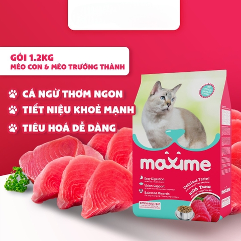 Thức ăn hạt Maxime Kitten & Adult Cat cho mèo vị cá hồi & cá ngừ