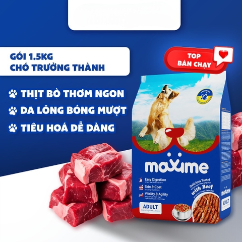 Thức ăn hạt cho chó con chó Maxime vị bò & vị gà Dinh dưỡng chuẩn khoa học