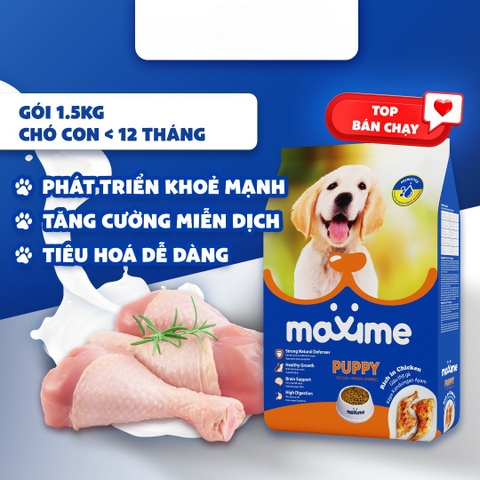 Thức ăn hạt cho chó con chó Maxime vị bò & vị gà Dinh dưỡng chuẩn khoa học
