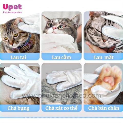 Găng Tay Tắm Khô, Khử Mùi, Vệ Sinh Cho Thú Cưng (Túi 6 Chiếc)