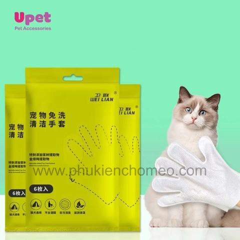 Găng Tay Tắm Khô, Khử Mùi, Vệ Sinh Cho Thú Cưng (Túi 6 Chiếc)