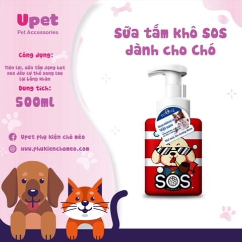 Bọt tắm khô SOS đỏ cho chó 500ml