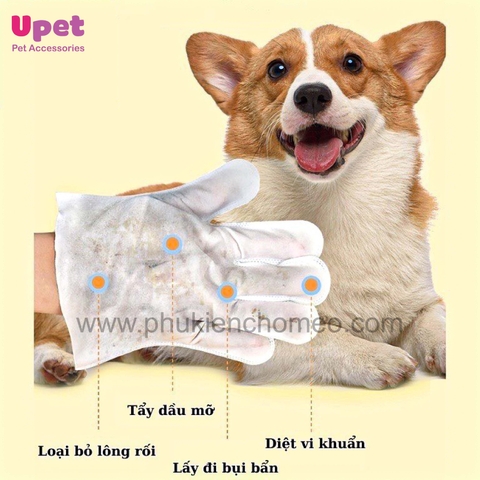 Găng Tay Tắm Khô, Khử Mùi, Vệ Sinh Cho Thú Cưng (Túi 6 Chiếc)