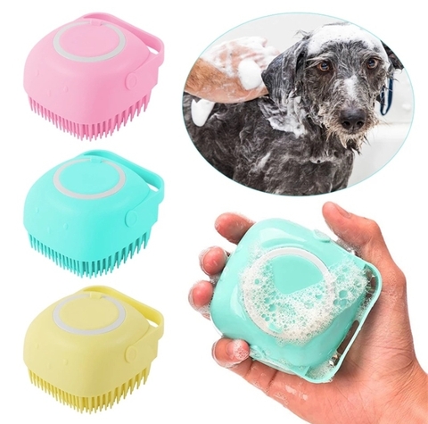 Bàn Chải Tắm Cho Chó Mèo Bằng Silicon Mềm Mại