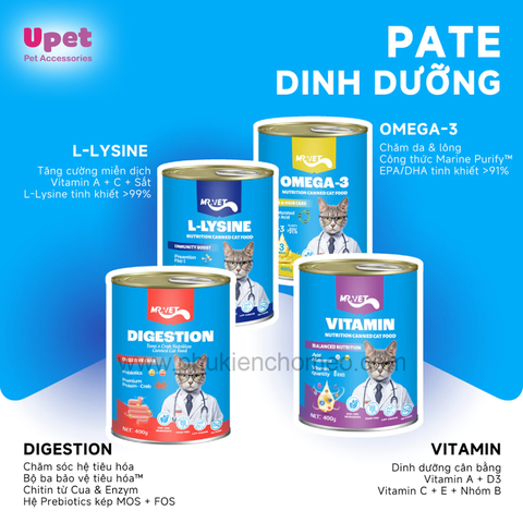 Pate lon Mr Vet cho mèo mọi lứa tuổi 400g