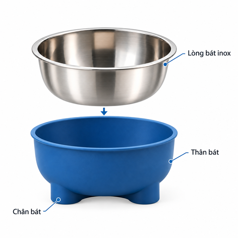 Bát nhựa đơn họa tiết chân bầu trời (lòng inox)