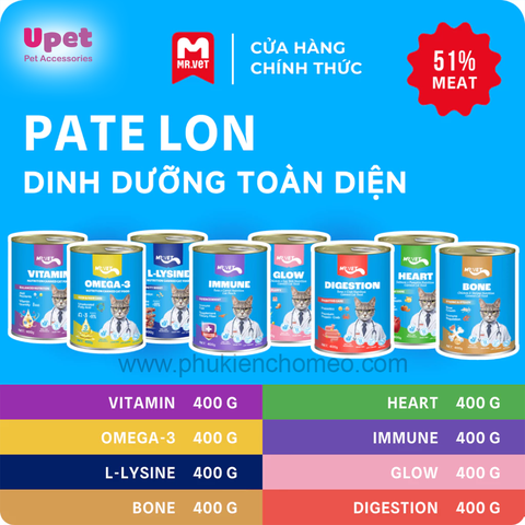 Pate lon Mr Vet cho mèo mọi lứa tuổi 400g