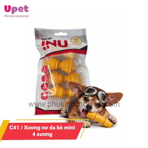 INU Xương nơ da bò mini 4 xương 60-70g/túi _C41