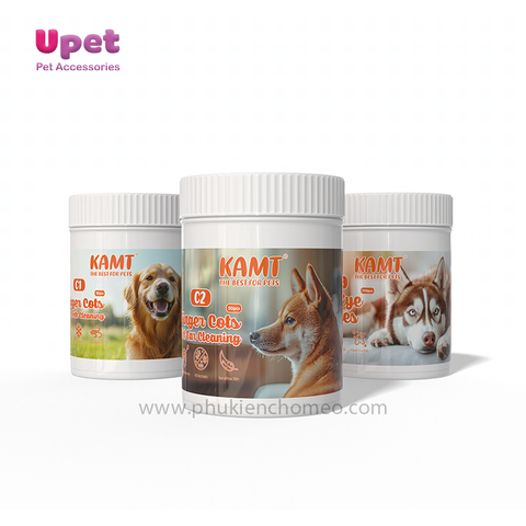 Khăn ướt xỏ ngón tay, vệ sinh răng miệng cho chó mèo Kamt 50 chiếc / hộp