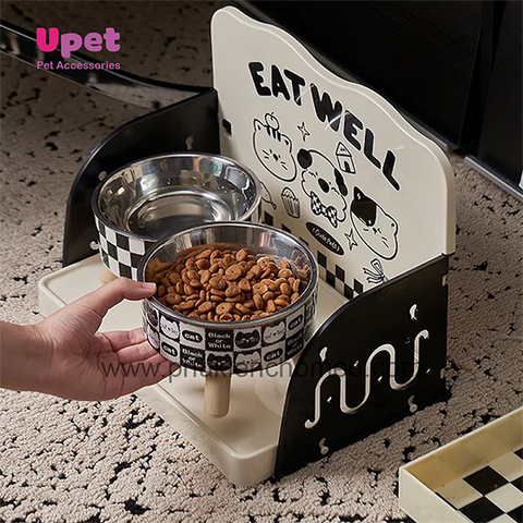 Bát 4 chân hình mèo cổ điển có inox (đóng hộp) cw367-1