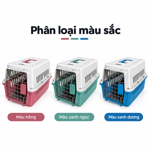 Lồng hàng không vận chuyển chó mèo - Cửa thép không gỉ, kèm tấm lót