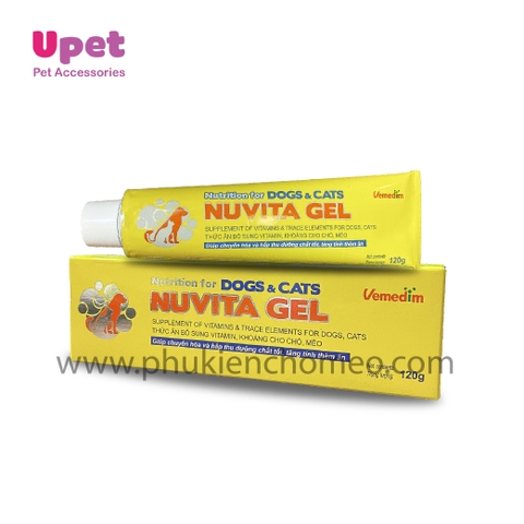 Gel dinh dưỡng Nuvita bổ sung vitamin , khoáng chất cho chó mèo thú cưng, giúp hấp thụ dinh dưỡng và tắng tính thèm ăn tuýp 120g