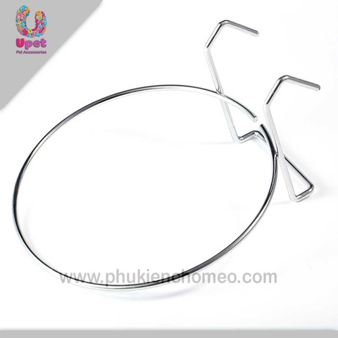 SP126 - Bát inox treo chuồng có giá đỡ