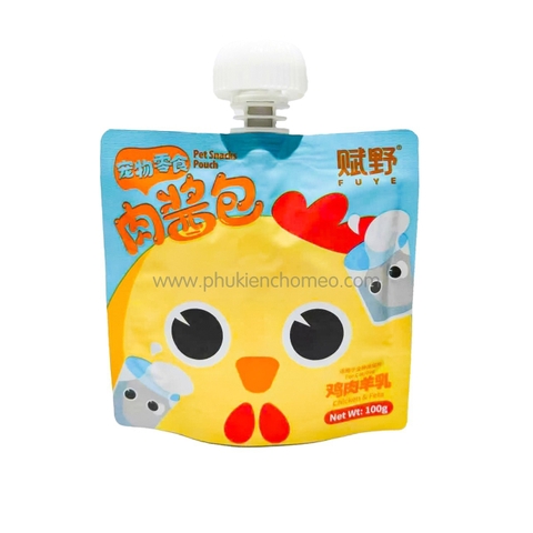 Pate nắp vặn Fuye  thịt gà + sữa dê 100g ( 6 gói / hộp )