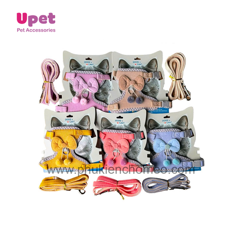 Doog&Caat dây dắt yếm kèm nơ viền trắng 1.0cm