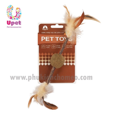 Đồ chơi mèo gỗ polygonum lèm bạc hà và lông 12cm - pvn199