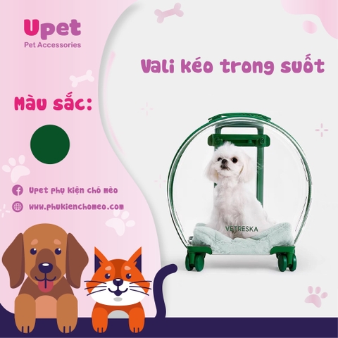 Vali kéo trong suốt đựng chó mèo cao cấp